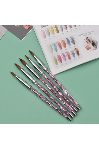 Hfambition 5'li Oje Fırçası Seti - 3d Çiçek, Akrilik Tırnak Ve Boyama İşlemleri İçin Nyon Fiber Fırçalar