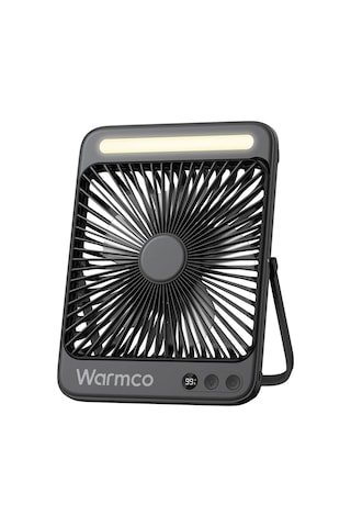 Warmco D4 20000mah Şarjlı Masaüstü Vantilatör Dijital Göstergeli Led Işıklı Taşınabilir Powerbank Soğutucu Fan Siyah
