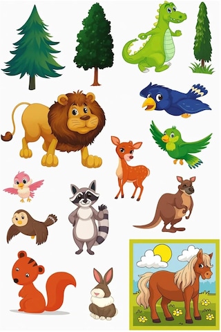 60 Çıkartmalı Sticker Kitabı Ormanlar - Çocuklar İçin Eğitici Ve Eğlenceli Hayvan Kitabı