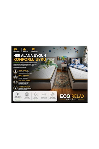 Eco Relax 10 Cm Sünger Yatak Yer Yatağı, Misafir Yatağı Ve Ranza Uyumlu Fermuarlı Yıkanabilir Kılıf 24 Dns Orta Sert Sünger