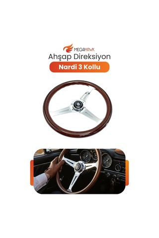 Universal Nardi Ahşap Direksiyon Spor Direksiyon 3 Kollu Klasik Tasarım Şık Görünüm Renkli