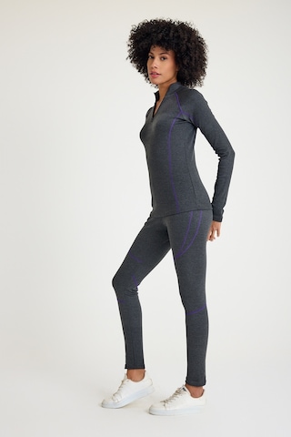 Scorp Thermo-fit Extreme Kadın Termal İçlik Fermuarlı Üst Kayak İçliği Antrasit Siyah