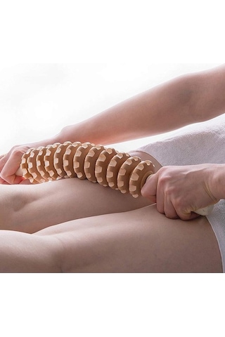 Didadodo Ahşap Terapi Selülit Tetik Noktası Çubuk Rulo, Lenfatik Drenaj Anti Selülit Kas Serbest Bırakma Rulo Lenfatik Drenaj Masaj Aracı Kahverengi