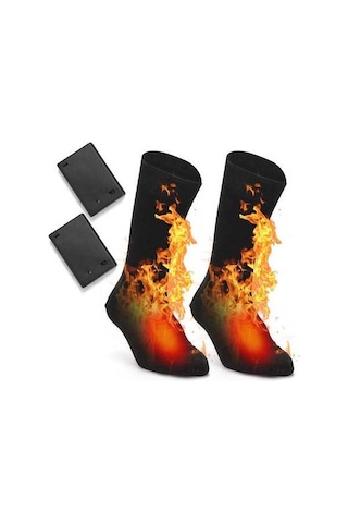Willowhaven Çorap Elektrikli Isıtmalı Pil İle Çalışan Soğuk Hava Erkek Çorap Tek Beden Siyah Çok Renkli