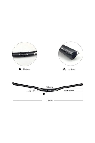 Wake Alüminyum 31.8 780mm Riser Mtb Gidon Bisiklet Gidonu Siyah