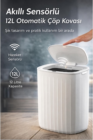 Sensörlü 12lt Çöp Kovası Oky-1525 199 Beyaz