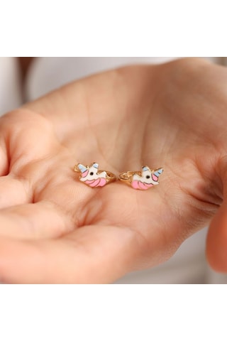 14 Ayar Altın Unicorn Çocuk Küpesi