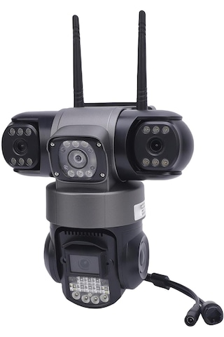 6mp 4g Sım Kartlı Üçlü Lens Ptz Güvenlik Kamerası: 360 Panoramik İzleme, 7/24 Kesintisiz Kayıt, Hareket Algılama Ve Sesli Alarm, Gece Görüş, Su Geçirmez Gövde