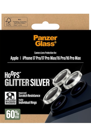 Panzerglass Hoops Apple Uyumlu iPhone 17 Pro Max 16 Glitter Silver Kamera Lens Koruyucu