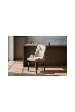 Efe Mobilya T-6026 Kemençe 70x120 Mdf Kare Gold Krem Sandalye 4 Kişilik Mutfak Masası Takımı