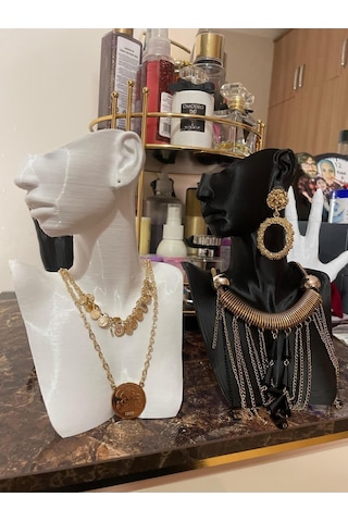 4lü Set Dekoratif Takı Organizer Manken Standı Makyaj Mücevher Kolye Tasarım Sergi Yüzük 21cm