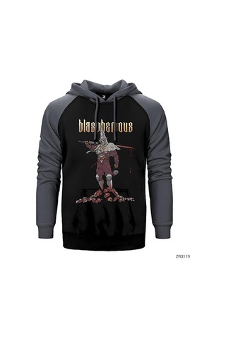 Blasphemous Kırmızı Renk Reglan Kol Sweatshirt / Hoodie
