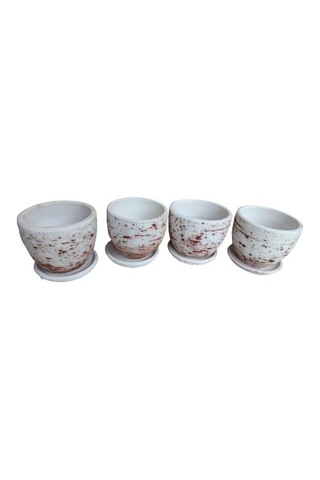 4 Adet Antik Görünümlü Toprak Saksı 12 12 Cm 05284153