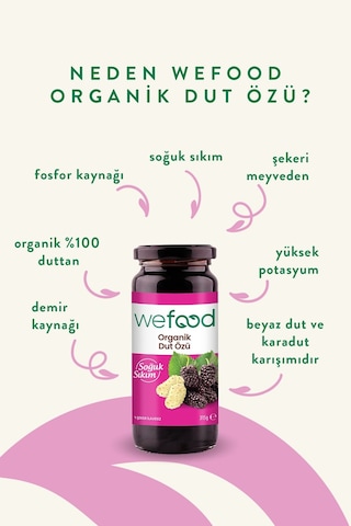 Wefood Organik Dut Özü 315 gr (Soğuk Sıkım)