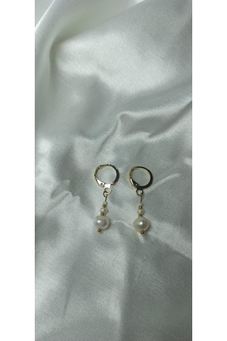 24k Altın Kaplama Gerçek Kum İnci Aranjman Dorikalı Tasarım Küpe