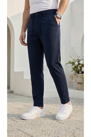Etikmen Lacivert İpli Kolay Ütülenebilir Easy Iron Jogger Erkek Pantolon Lacivert