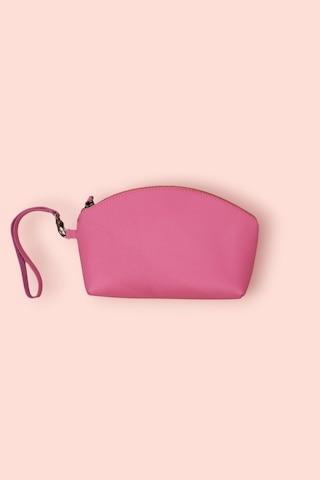 Modica Milan - Hakiki Deri Makyaj Ve El Çantası Kompakt Tasarım, Şık Ve Dayanıklı El Tutma Sapıyla Pembe