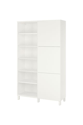 Kapaklı Kitaplık, Beyaz, 120x42x202 Cm, Lappvıken Beyaz