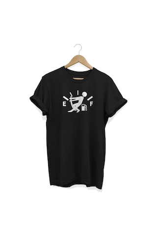 Yakıt Baskılı Siyah T-shirt Siyah