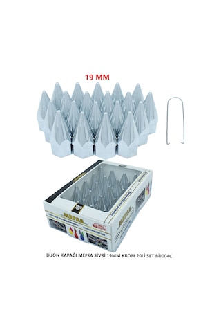Bijon Kapağı Sivri 19 Mm Krom 20 Li Set