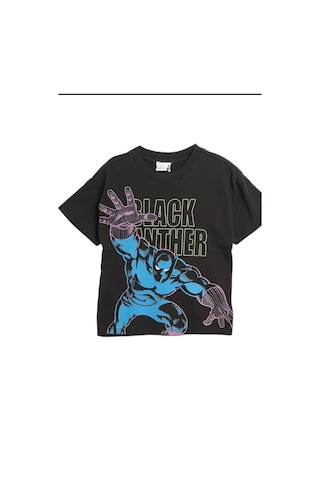 Lolliboomkids Yeni Sezon Siyah Renk Panter Karakter Baskılı Sırt Baskı Detaylı T-shirt Siyah