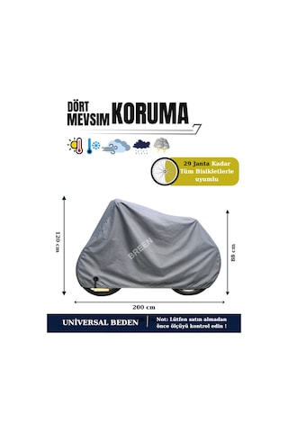 Gri Kilit Uyumlu Bisiklet Brandası, Bisiklet Koruma Örtüsü, 4 Mevsim Koruma