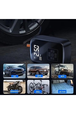 Mini Kablosuz Dijital Taşınabilir Kompresör Araç Lastik Top Şişir