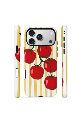 Apple iPhone Uyumlu 17 Pro Max Vorian Çift Katmanlı Magsafe Kılıf Tomato Market Stripe