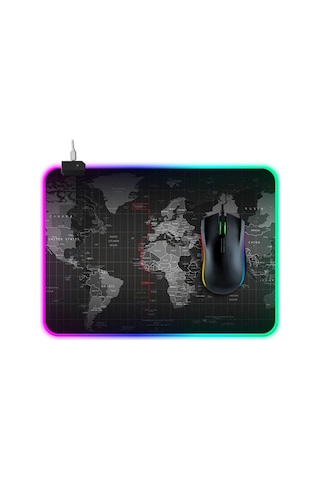 Northcity Rgb Oyuncu Mouse Pad Dünya Haritalı 30x25 Cm Led Işıklı Kaymaz Tabanlı