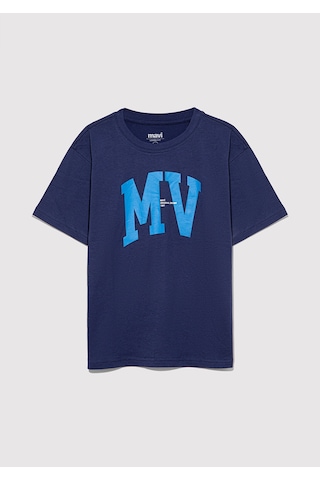Çocuk Mavi - Mv Logo Baskılı Lacivert Tişört 6610213-70491 Lacivert