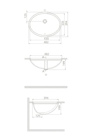 Turkuaz Seramik Cerastyle 44 x 34 Tezgah Altı Hilton Lavabo 070000