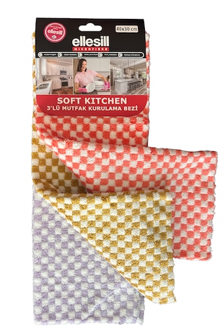 Ellesill Soft Kitchen 3 Lü Mutfak Bezi 40x30 Cm - Koku Yapmaz Tezgah Bezi, Kurulama Bezi, Temizlik Bezi Mix