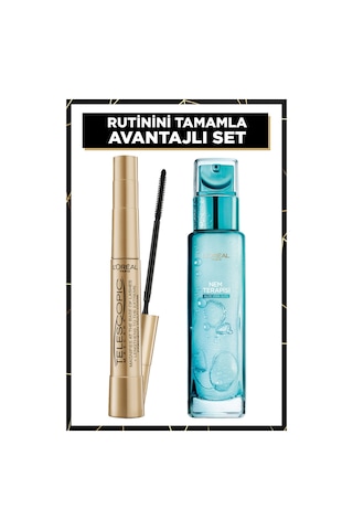 L'Oreal Paris Telescopic Gold Siyah Maskara + Nem Terapisi Aloe Vera Suyu 65 ML