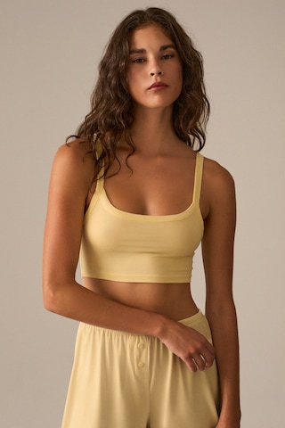 Ethıquet Wısın Kadın Yumuşak Ve Esnek Kumaşlı Askılı Yakalı Crop Sarı Büstiyer