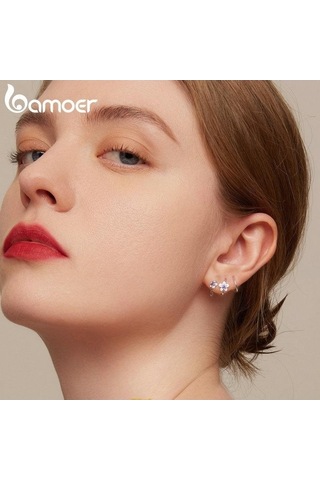 Novahub Bamoer 925 Ayar Gümüş Mavi Taş Kulak Kancası, Geometrik Çiviler, Kadınlar İçin Trendy Takı, Parti Hediye B / Çok Renkli