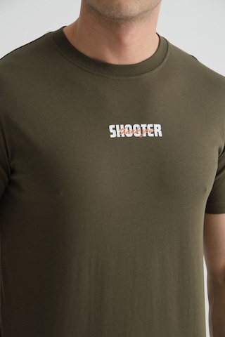 Shooter Sportwear Shooter Erkek T-shirt Minimal Baskılı Pamuklu Kumaş Standart Kalıp Haki