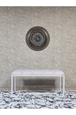 Zafir Beyaz Boyalı - L - Ayaklı 100 Cm X 38 Cm Oturak - Bench - Makyaj Taburesi - Makyaj Oturak Krem