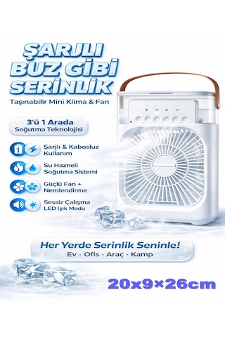 Bt-8 Şarjlı Mini Klima Buharlı Mini Hava Soğutucu Pervane Taşınabilir Vantilatör Portatif Fan Mobil Sulu Klima 3 Rüzgar Hızı