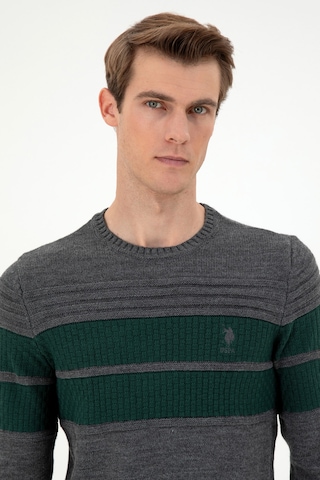 U.S. Polo Assn. Erkek Slim Fit Bisiklet Yaka Antrasit Melanj Kazak 50293041-VR081