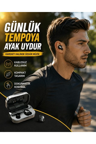 Led Ekranlı Kablosuz Kulaklık Gürültü Önleyici Mikrofon Ve Doku