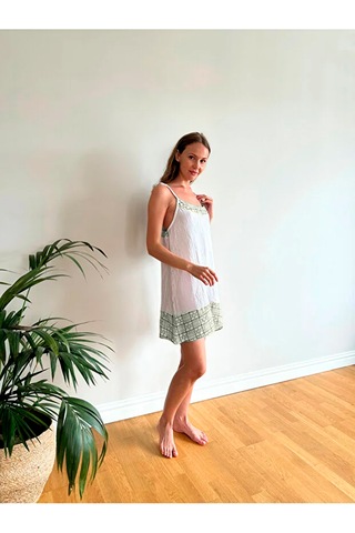 Süper Hafif %100 Pamuk 2 Katlı Müslin Gecelik Gecenin Vazgeçilmezi Nefes Alır Gots Sertifikalı Haki