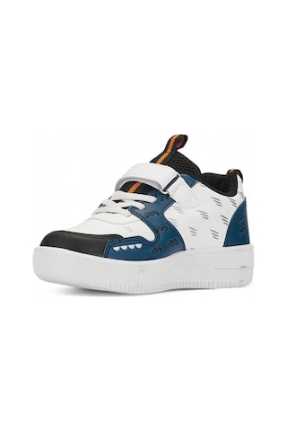 Unisex Çocuk Spor Ayakkabı Ortopedik Lastik Bağcık Cırtlı Desenli Kaymaz Taban Yürüyüş Sneaker 033 4-siyah-beyaz-petrol