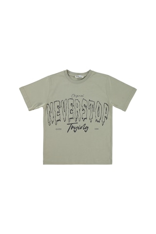 Civil Boys Never Stop Baskılı 6-9 Yaş Tişört - Gri Soft Gri