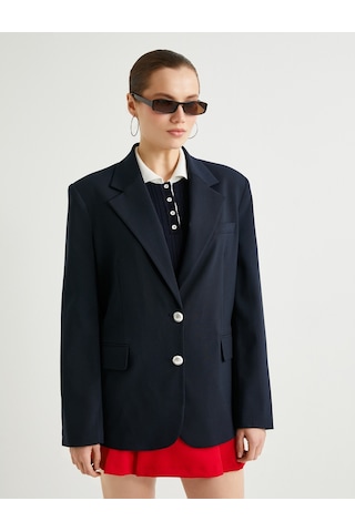 Koton Blazer Ceket Kapaklı Cepli Düğmeli Standart Kesim Lacivert 4sak50094pw Lacivert