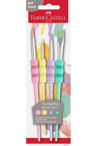 Dokulu Fırça Pastel Seti 4 Lü Kaymaz Tutma Yeri Ergonomik Kavrama Ve Kalın Uçlu Fırçaları