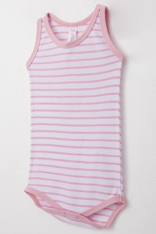 Breeze Kız Bebek Atlet Zıbın Body Çizgili 9 Ay-3 Yaş, Pembe Pembe