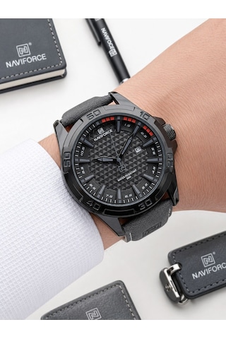 Naviforce Deri Kordon İtalyan Tasarım Bileklik Hediyeli 3 Atm Suya Dayanıklı Erkek Kol Saati N8023d1 Siyah