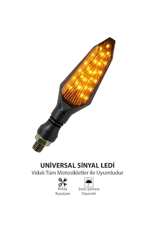 Motosiklet Led Sinyal Lambası Sarı Sinyal Işığı Vidalı Universal Montaj Dayanıklı Tasarım