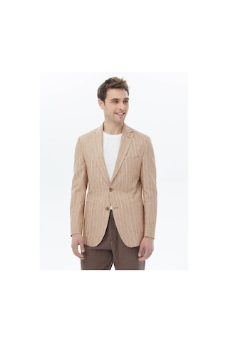 Kip Kiremit Çizgili Modern Fit Pamuk Karışımlı Ceket 001