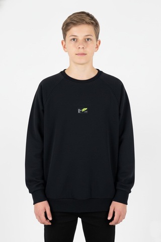 Kanguru Cepli Baskılı Detaylı Erkek Çocuk Sweatshirt-90884 Siyah